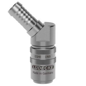 TEMPERIER-KUPPLUNG MIT VENTIL SLW13MM STANDARD,DN9,45°,EDELSTAHL